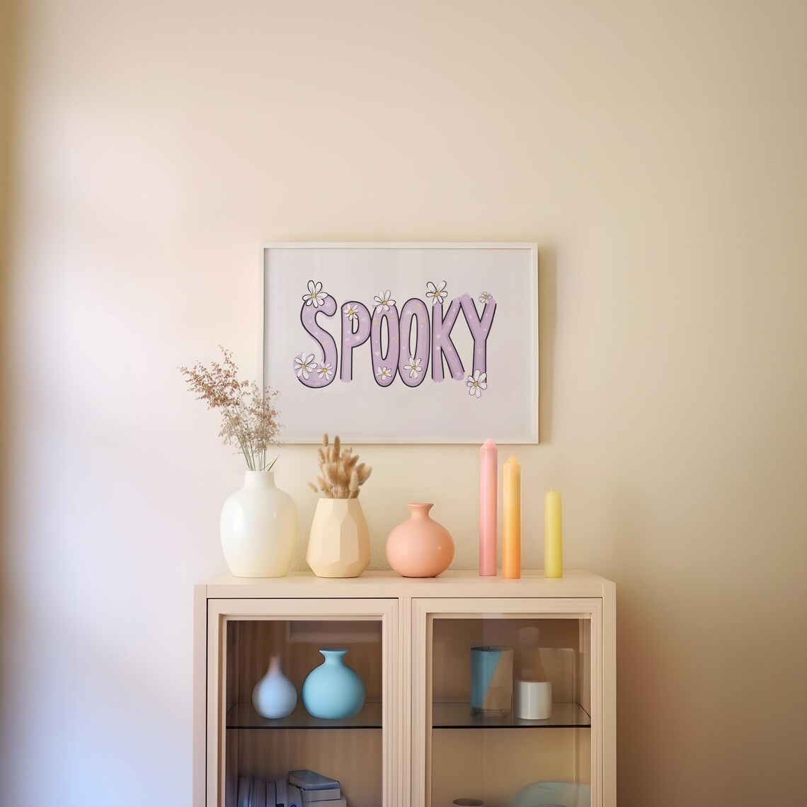 Spooky Lavender Floral Bubble Letter Preppy Typography Halloween Poster - Image 3