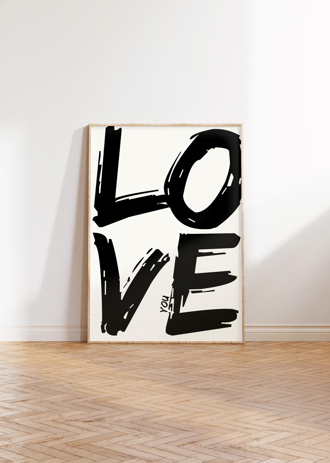 Black and White Love You Retro Art Print - Image 2