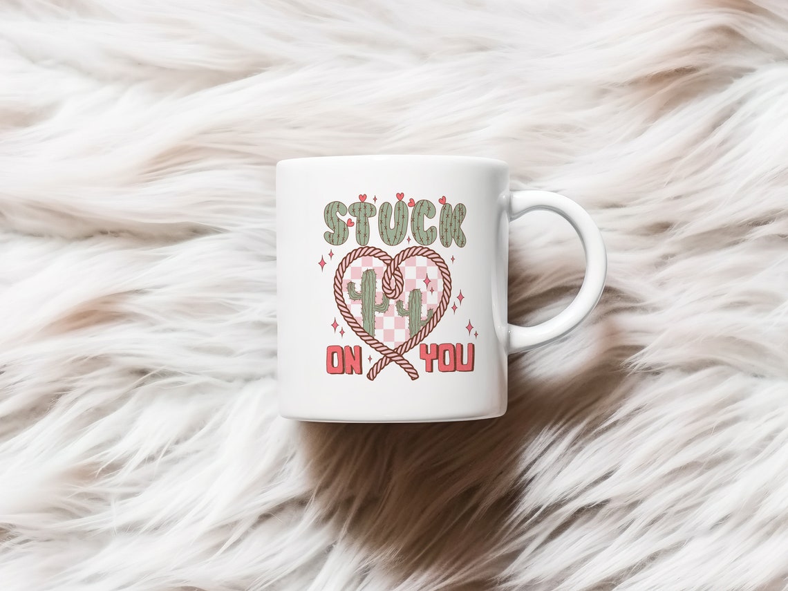 Stuck On You Print Trendy Valentines Day Art Western Valentine Png Retro Valentines Sublimation Howdy Valentines Cowgirl Png - Image 2