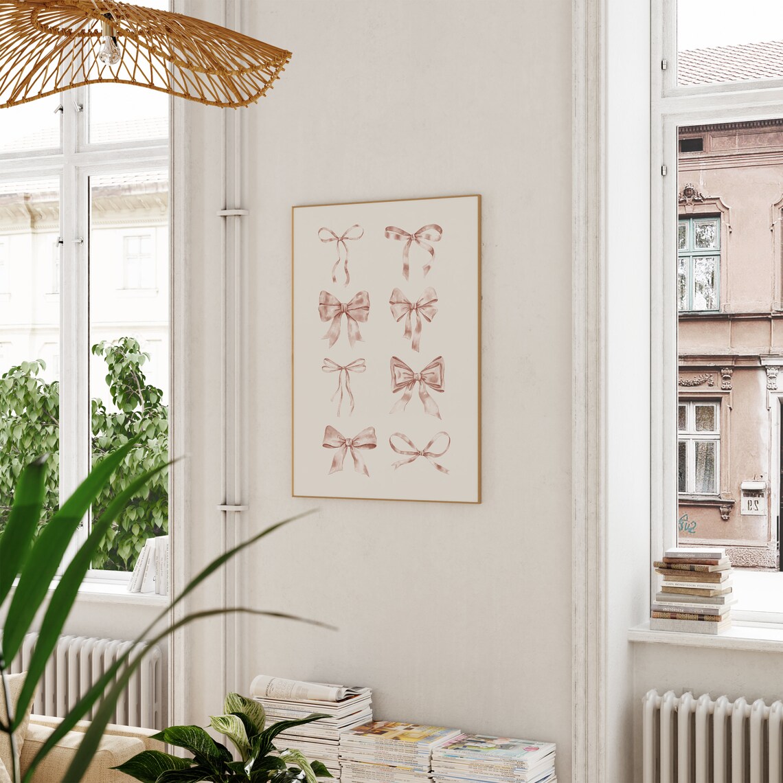 Beige Bow Nursery Print, Neutral Balletcore Art Print - Image 2