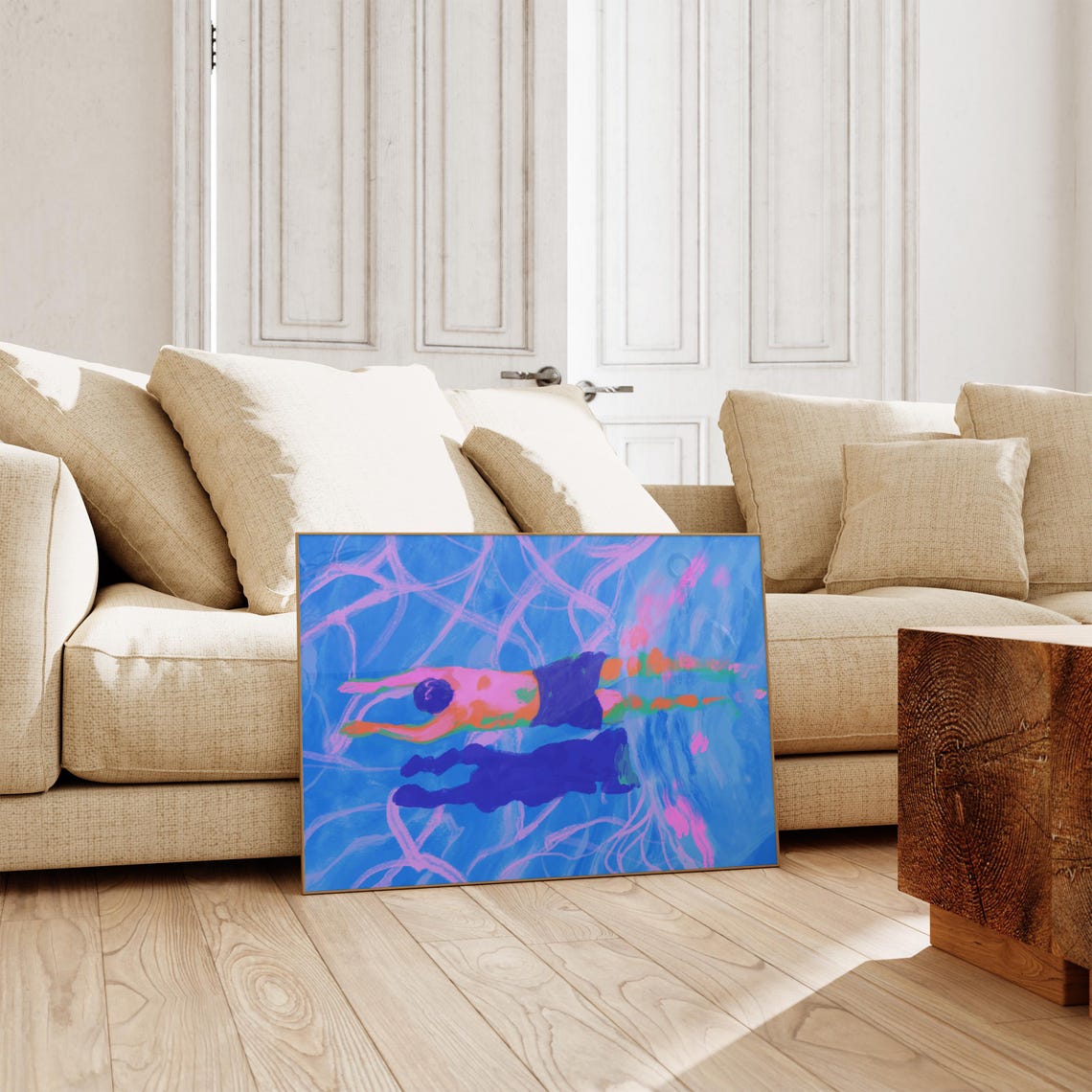 Colorful Swimmer In Blue Pool Pop Art Eclectic Swimming Poster - Image 4
