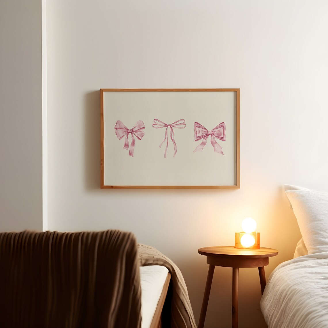 Pink Watercolor Bows Coquette Balletcore Trio Horizontal Poster - Image 2