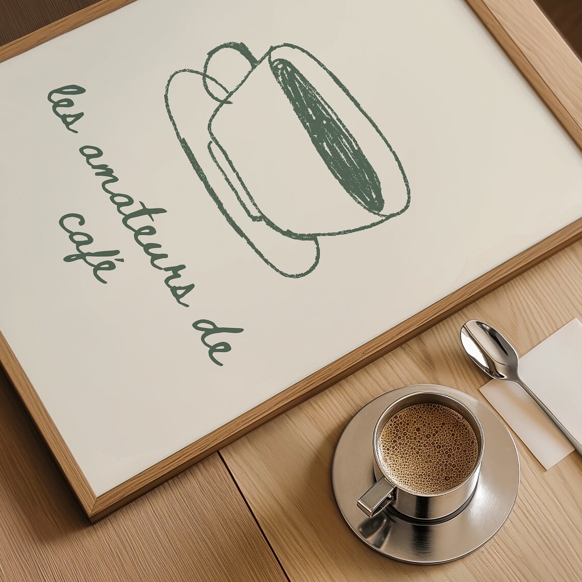 Les Amateurs De Cafe French Coffee Cup Sketch Minimalist Poster - Image 3