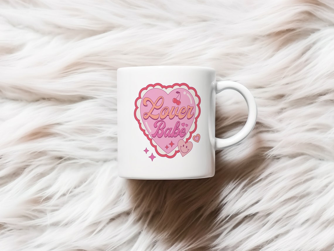 Lover Babe Pink Scalloped Heart With Cherry Valentine Poster - Image 2