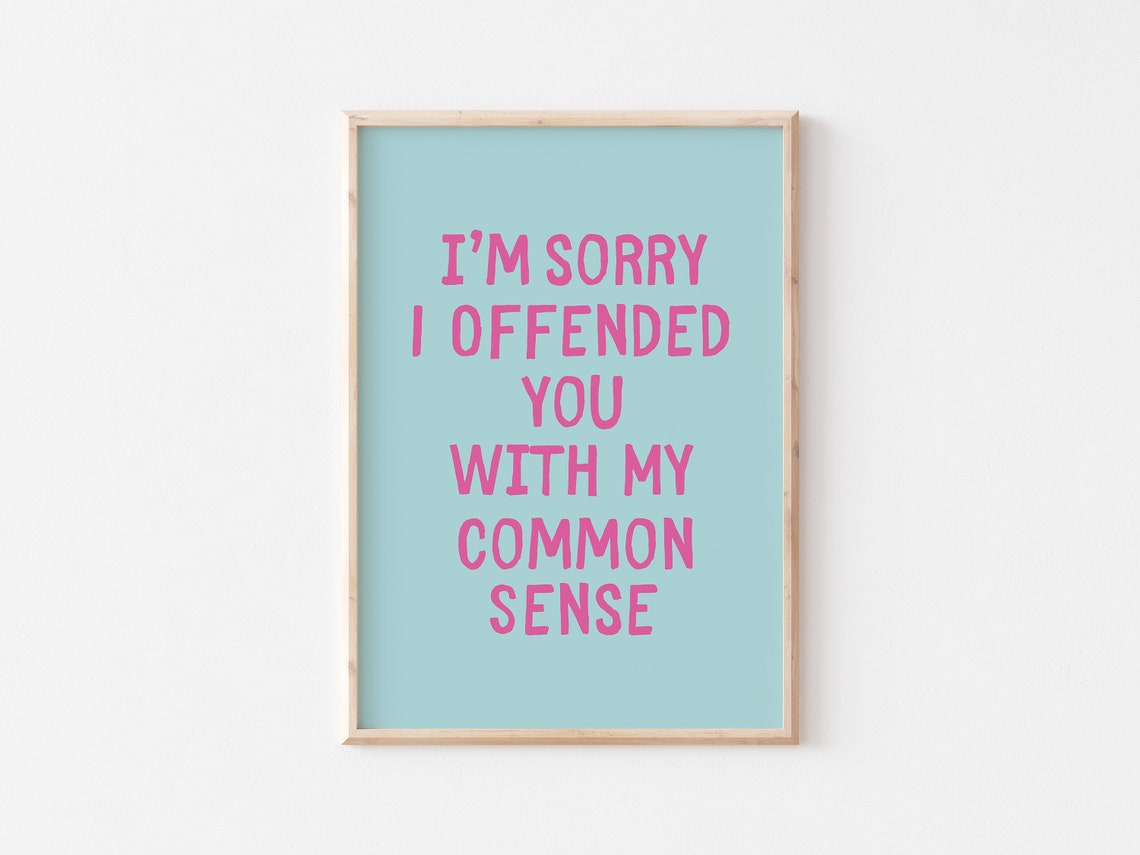 Im Sorry I Offended You With My Common Sense Pink Quote Poster - Image 2