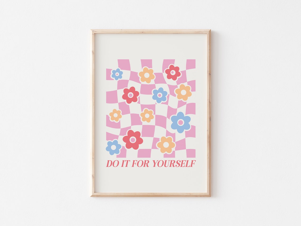 Self Love Quotes Print Do It For Yourself Print Self Love Affirmations Poster Trendy Wall Art Funky Retro Aesthetic Wall Art - Image 4