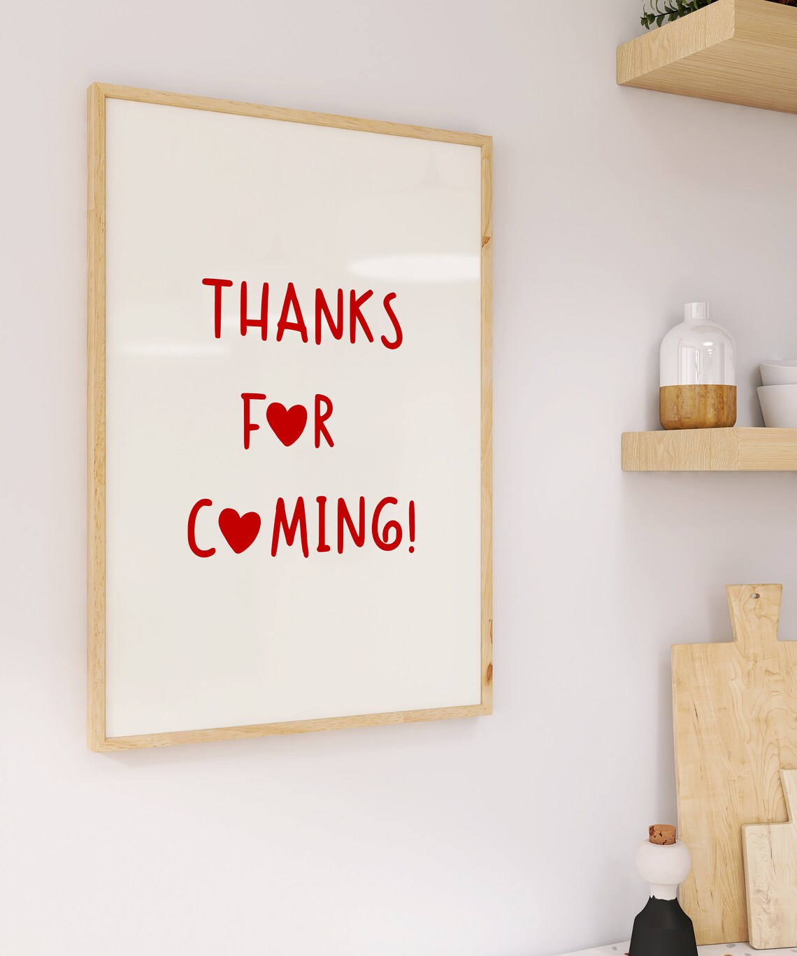 Thanks For Coming Red Heart Typography Friendly Hospitality Poster - Image 2