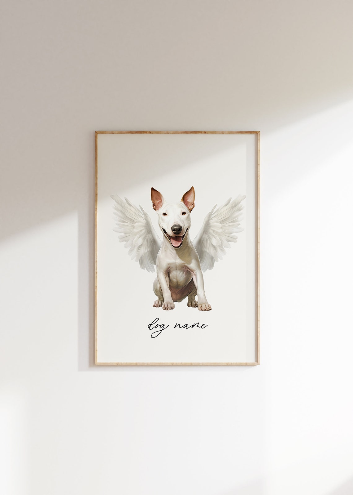 Bull Terrier Dog Memorial Rainbow Bridge Print Pet Loss Memorial Gift Portrait Angel Dog Print Pet Loss Sympathy Gift Custom Dog Painting - Image 2
