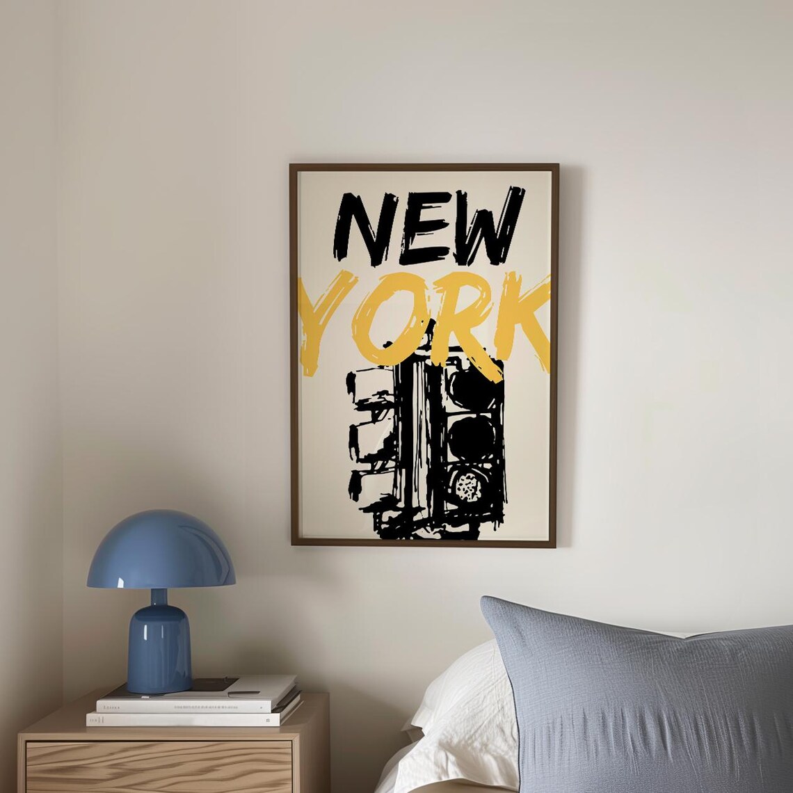 New York City Traffic Light Hand Drawn Sketch Typography Poster - Image 3