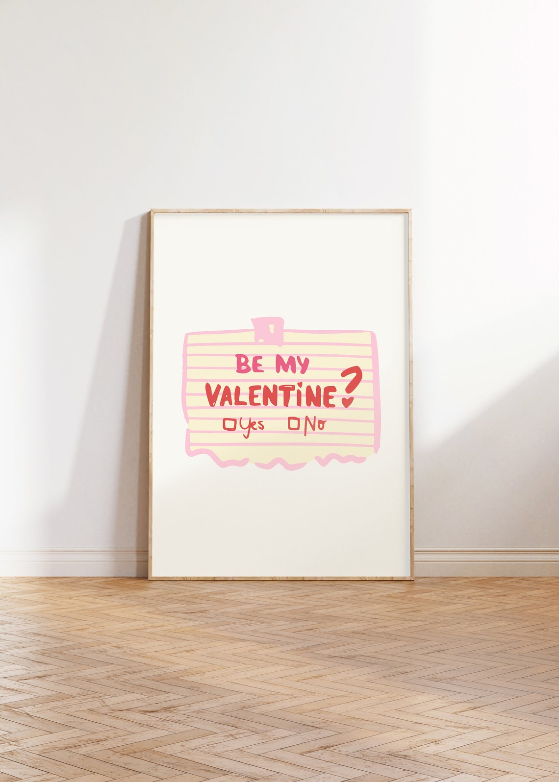 Be My Valentine Yes or No Cute Notebook Note Quote Art Poster - Image 3