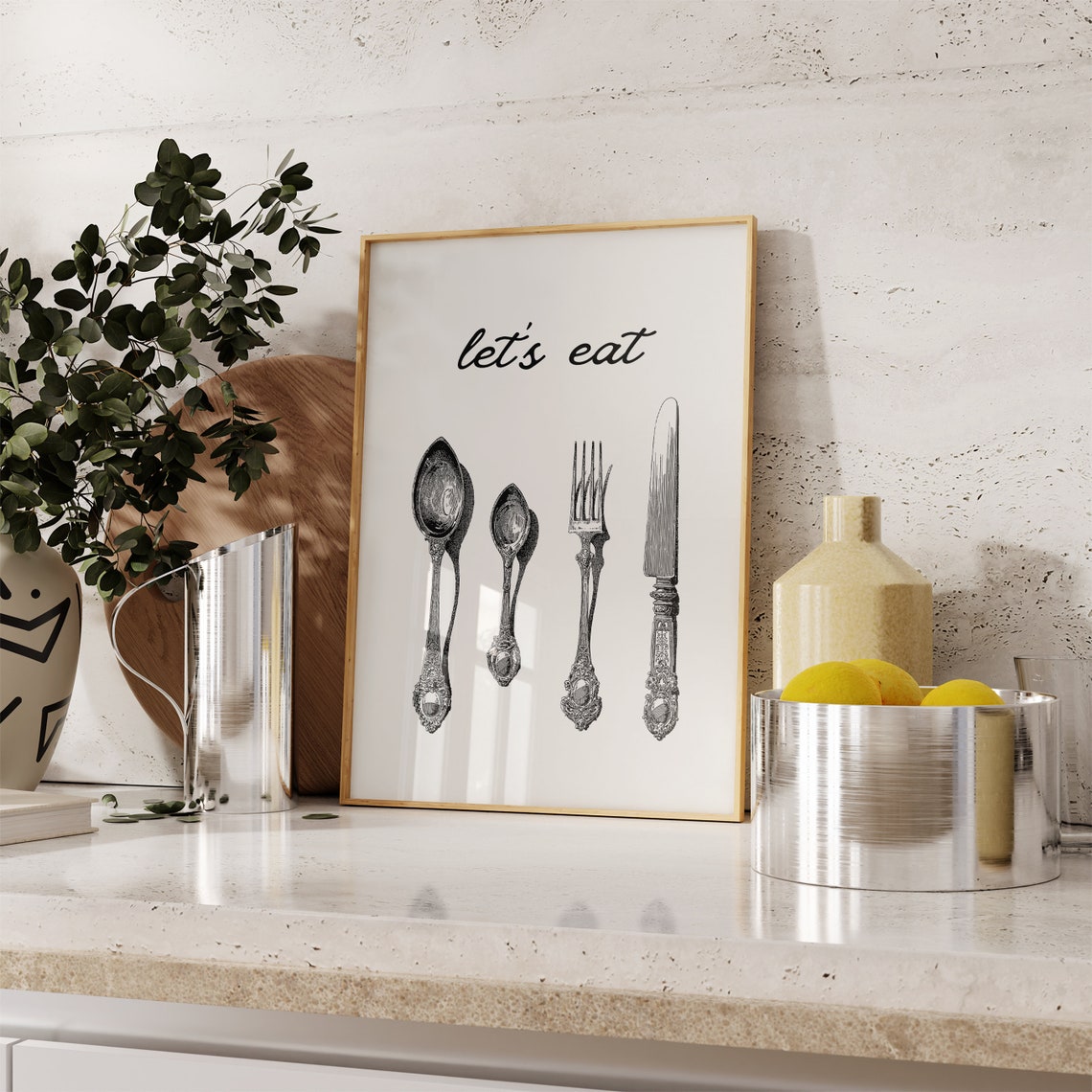 Let's Eat Vintage Silverware Engraving Kitchen Decor Wall Poster - Image 5