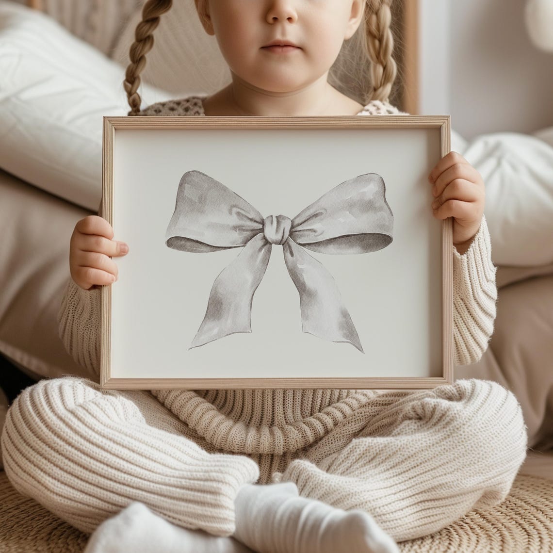 White Satin Ribbon Bow Watercolor Balletcore Room Decor Poster - Image 3