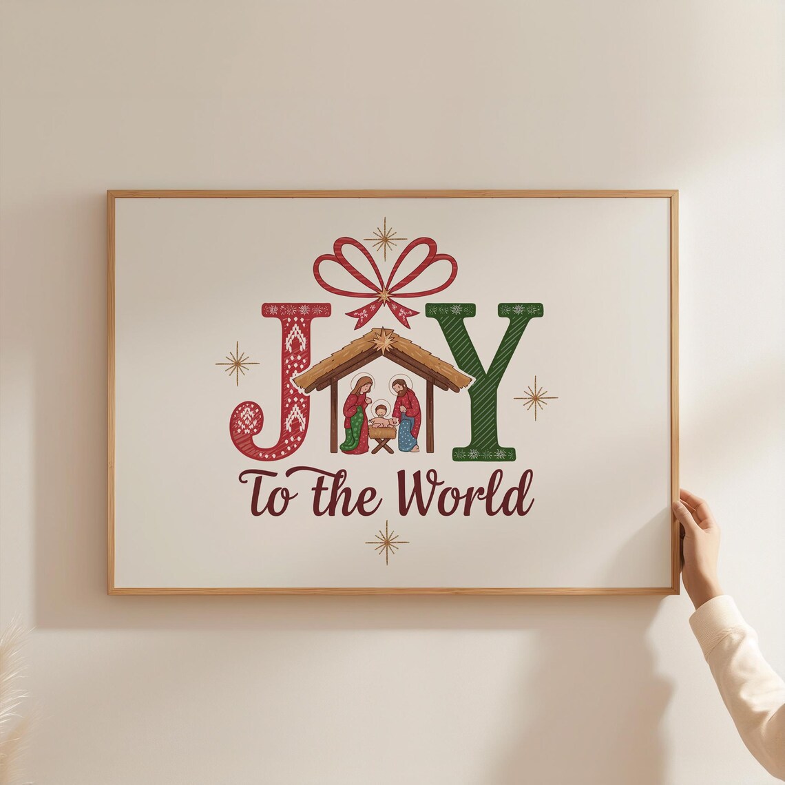 Joy To The World Nativity Scene Vintage Vertical Christmas Poster - Image 4