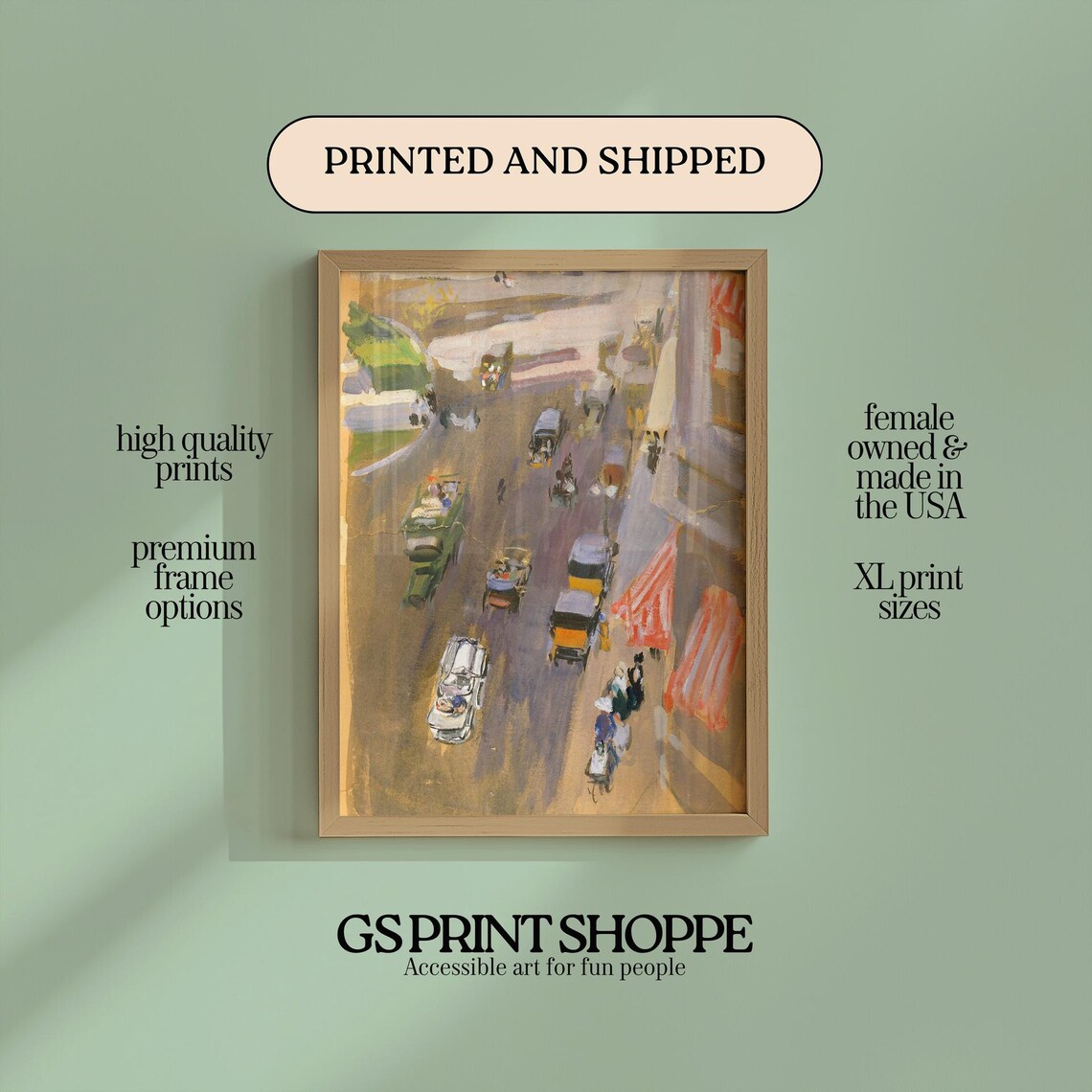 Fifth Avenue New York City Street Vintage Painting Scene Poster