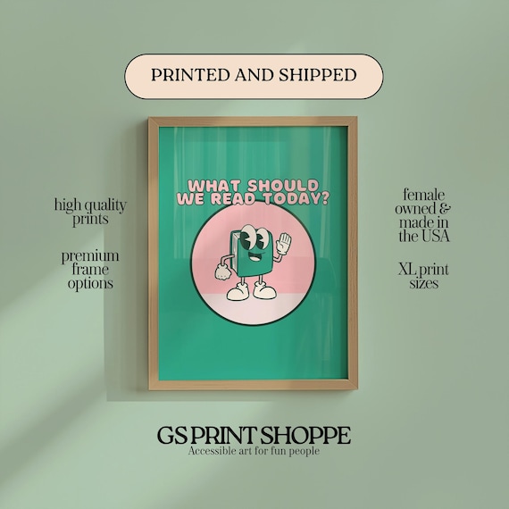 What Should We Read Today Book Character Library Reading Wall Art