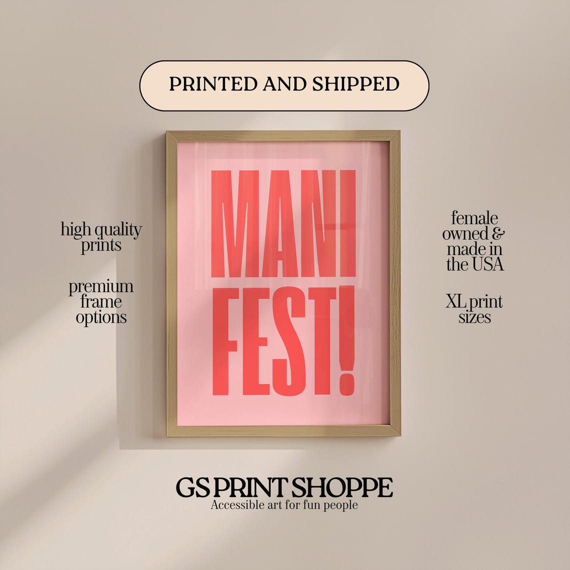 Manifest Pink Bold Oversized Typography Modern Positive Quote Poster