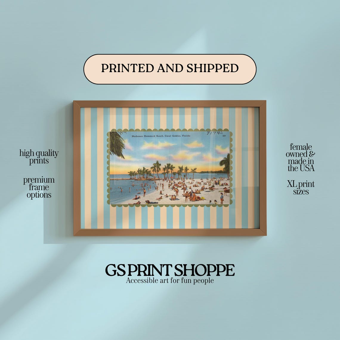 Matheson Hammock Beach Coral Gables Vintage Postcard Art Poster