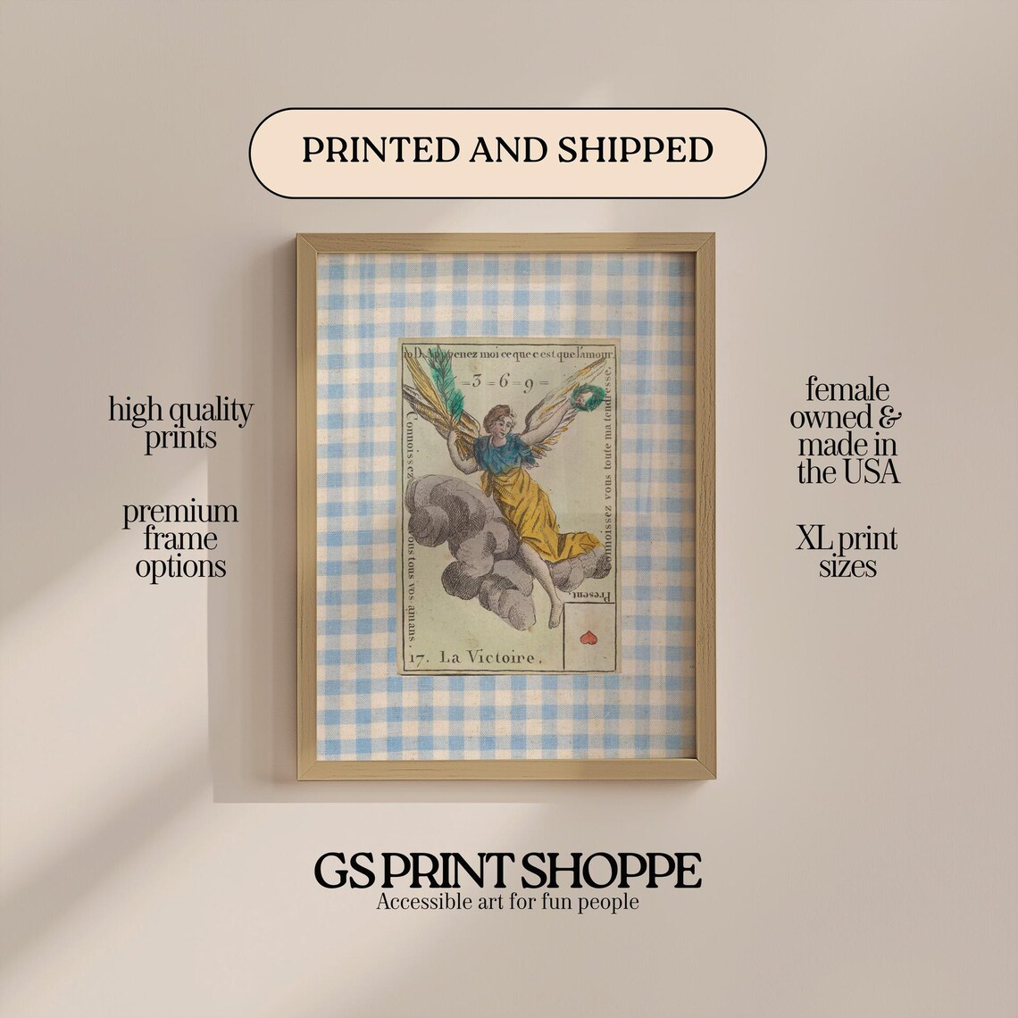 La Victoire Angel Vintage French Playing Card Tarot Art Print
