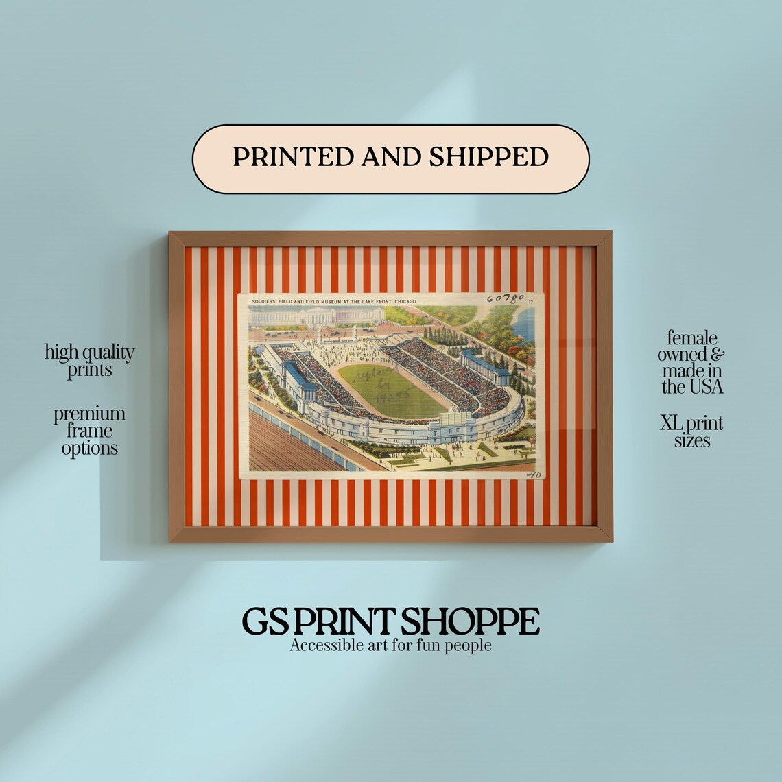 Vintage Soldier Field Chicago Stadium Lakefront Sports Art Print