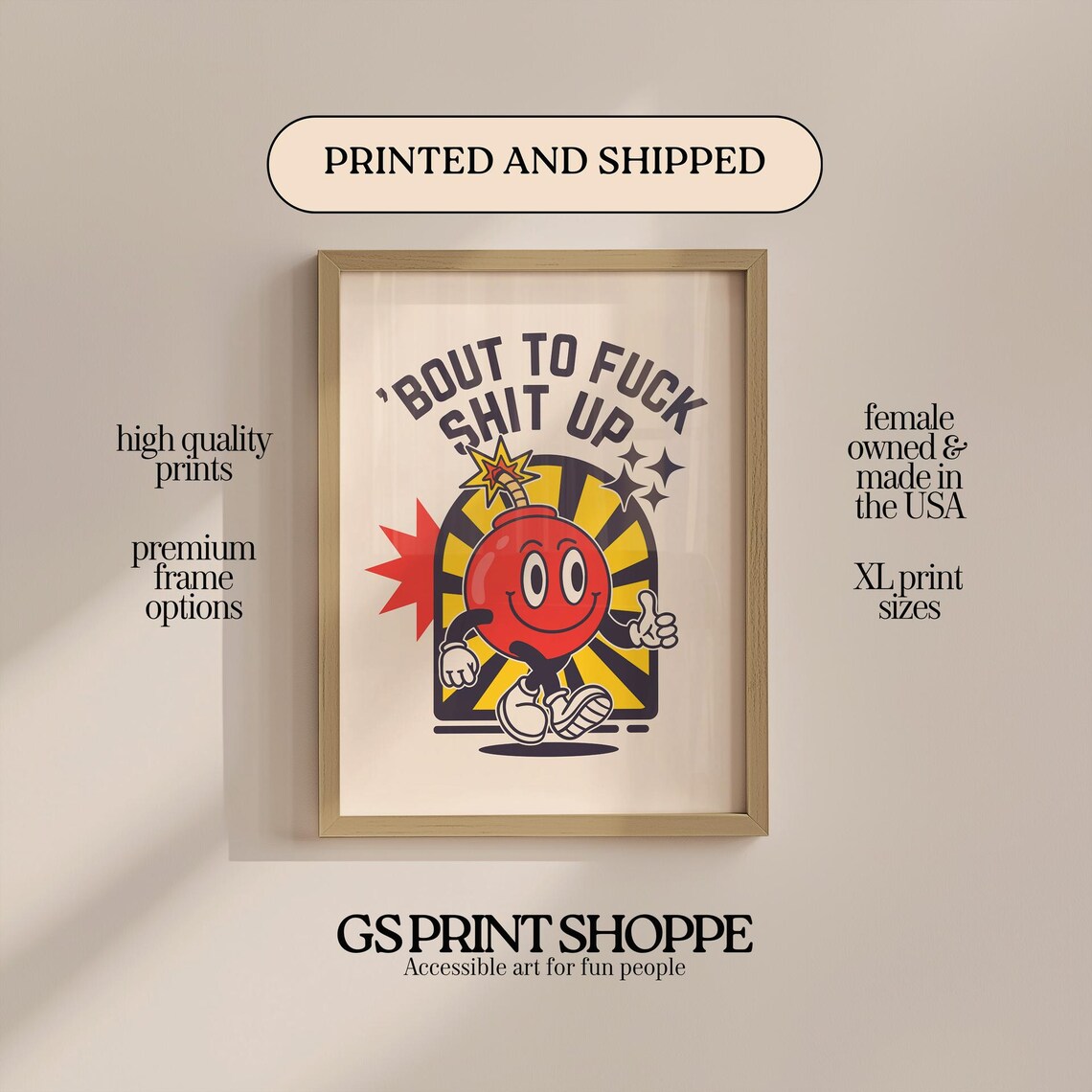 Bout to Fuck Shit Up Funny Retro Cartoon Bomb Character Poster