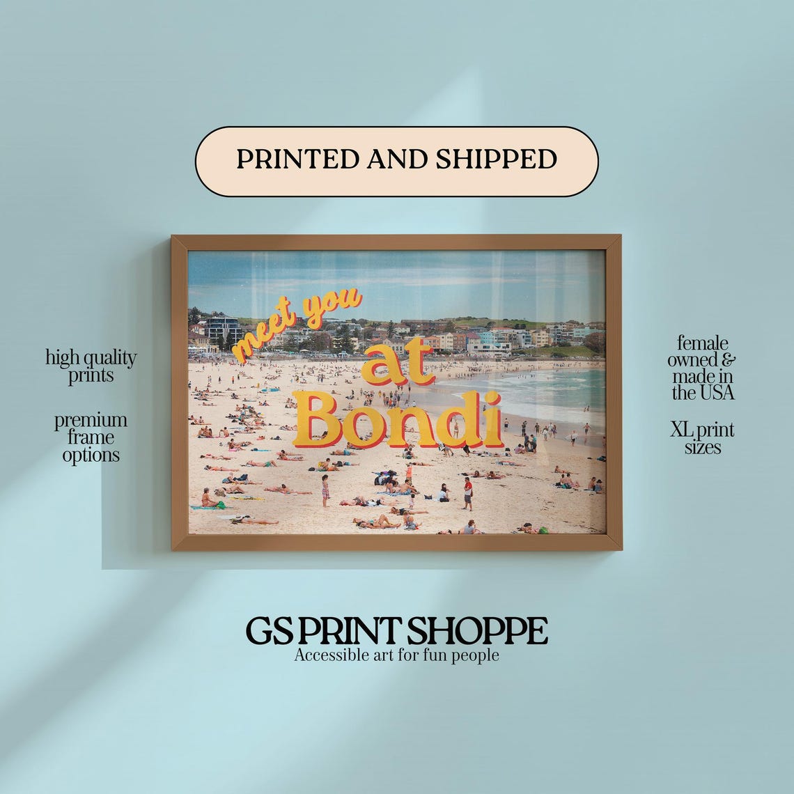Meet You At Bondi Beach Summer Crowd Scene Horizontal Poster