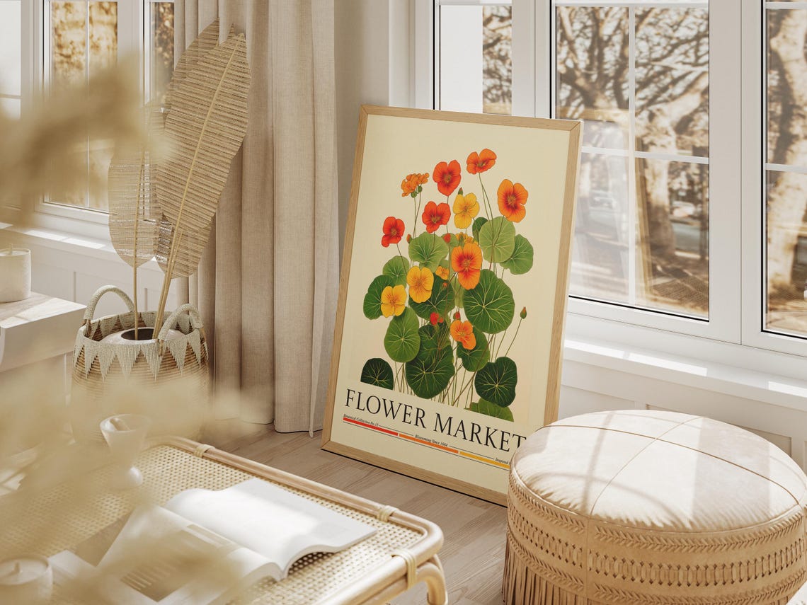 Nasturtium Flower Market Poster, Vintage Floral Art - Image 4