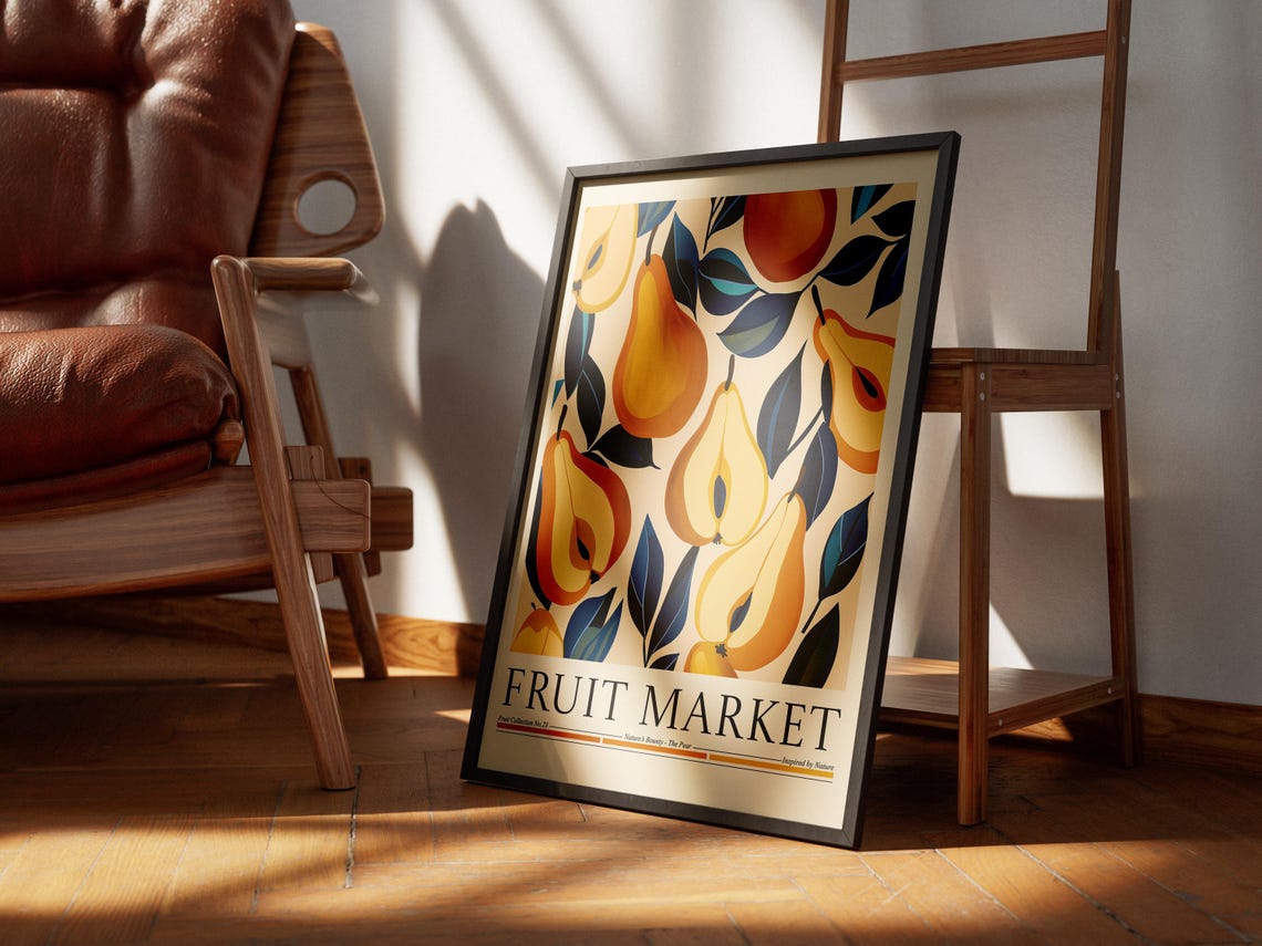 Pear Fruit Market, Modern Abstract Kitchen Art Print - Image 5