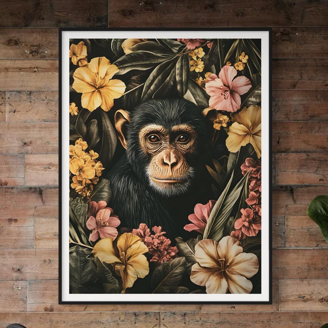 Chimpanzee Portrait, Vintage Wildlife Art Print - Image 4