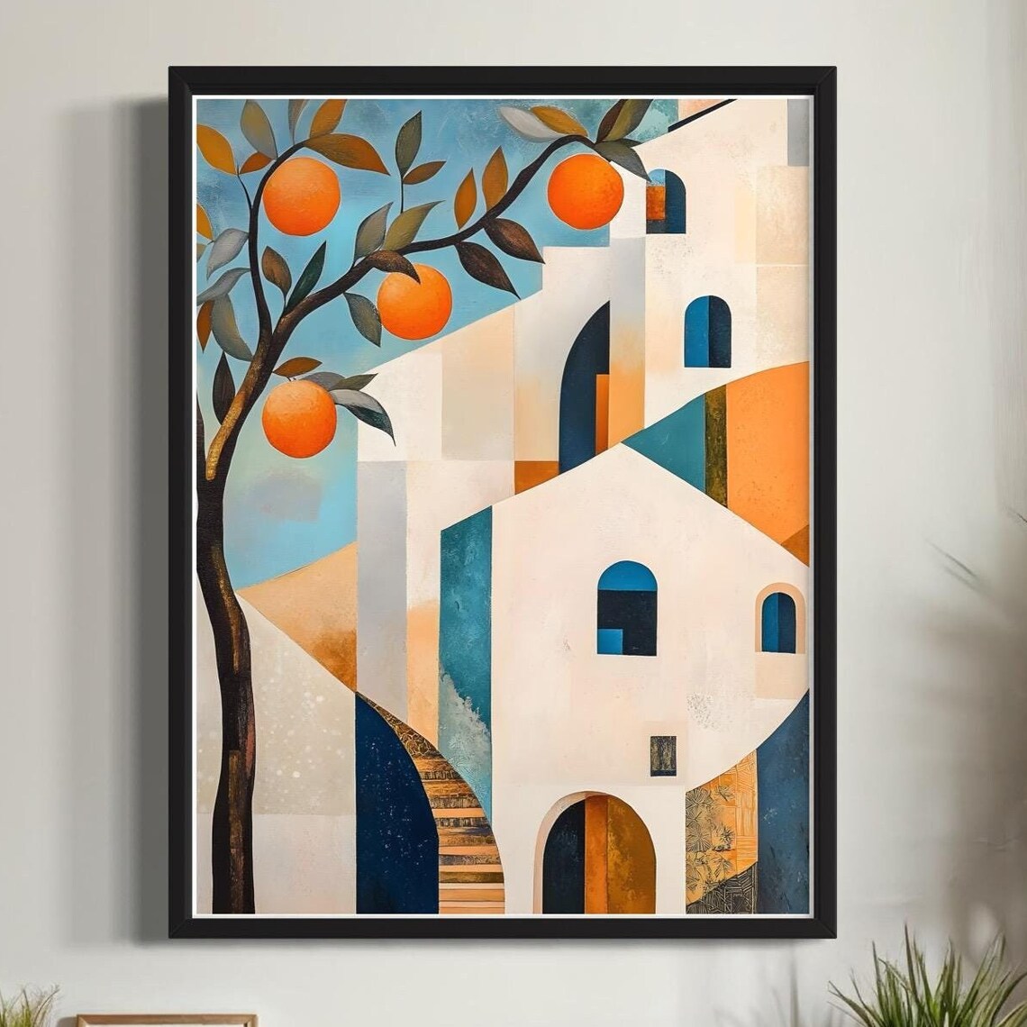 Orange Tree Art Print, Modern Mediterranean Decor