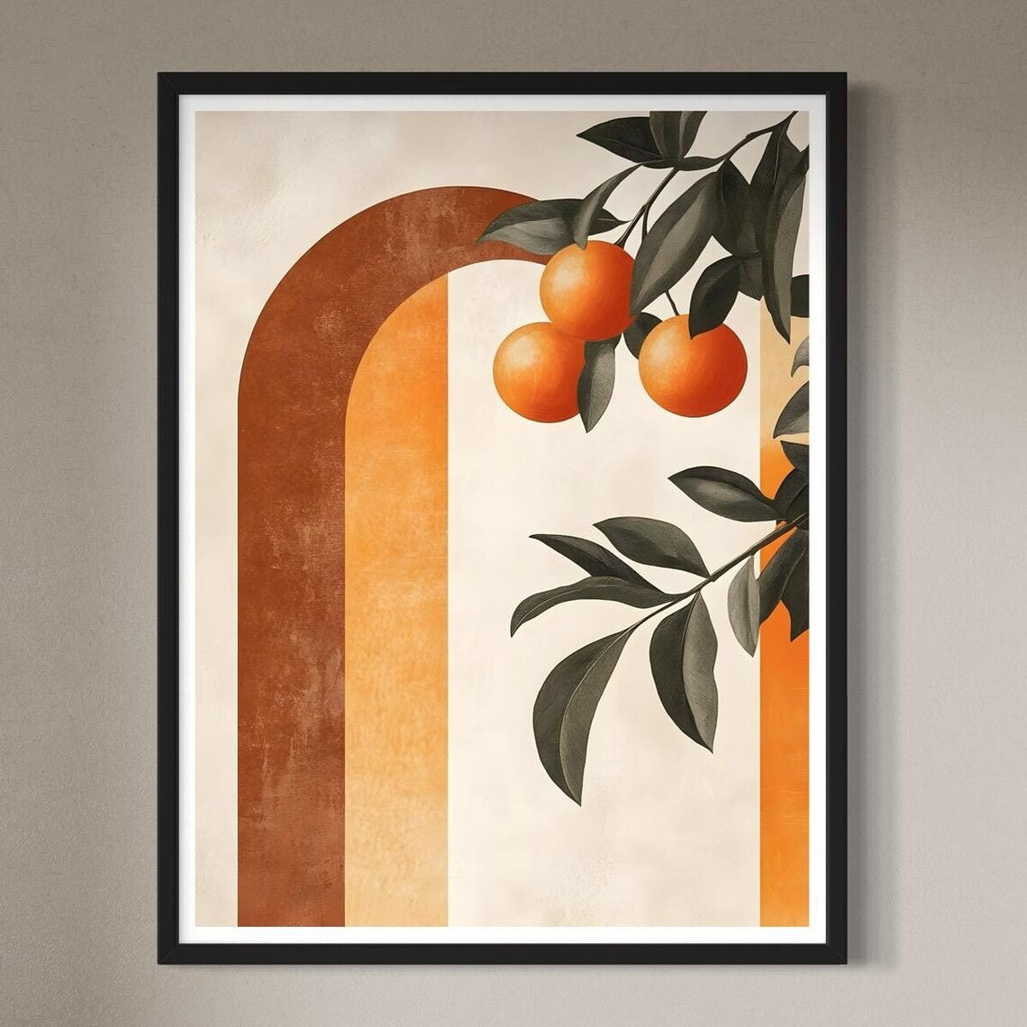 Orange Branch Modern Kitchen Art Print, Botanical