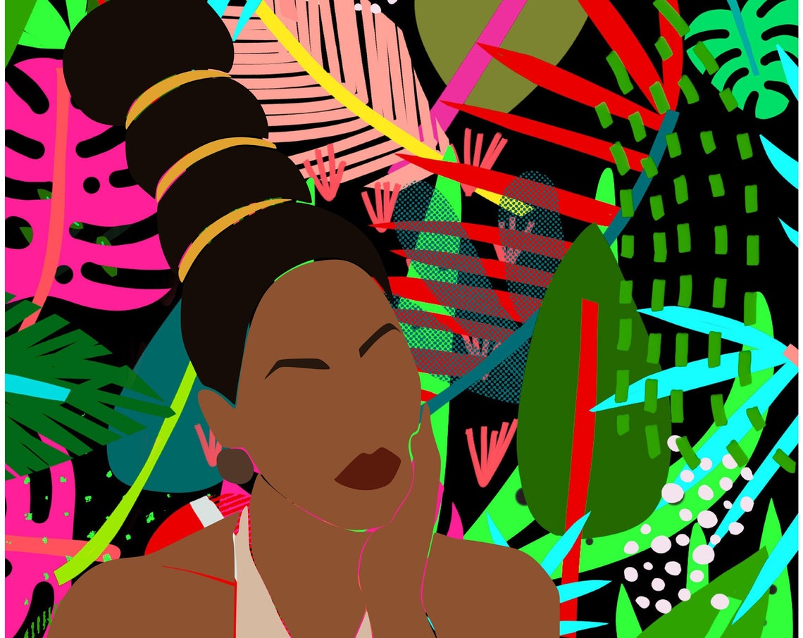 Chaos Instant Art Black Owned Black Art Wall Decor Original Art Art Decor Black Girl - Image 2