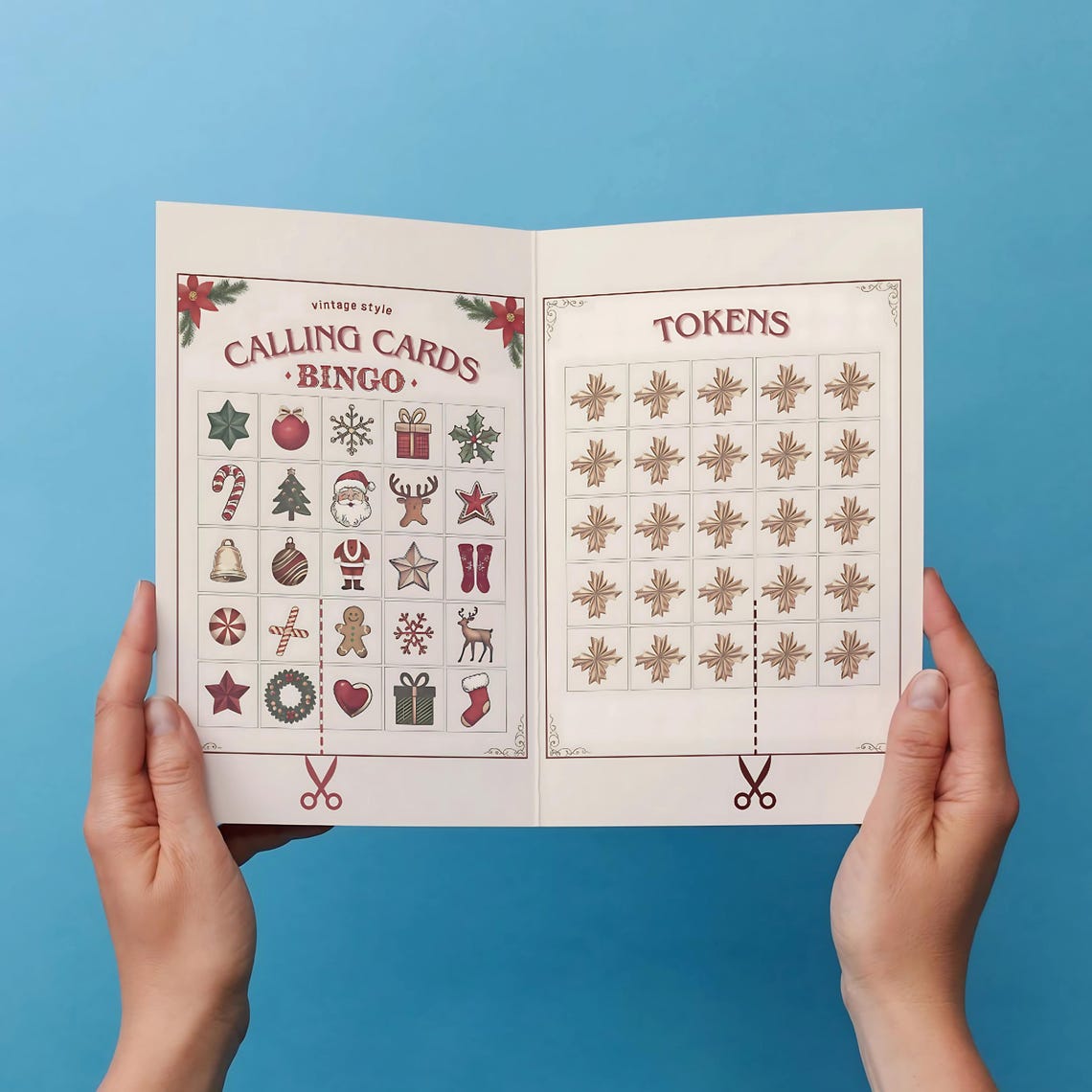 Fun Vintage Style Christmas Bingo Game Cards Holiday Party Print - Image 4
