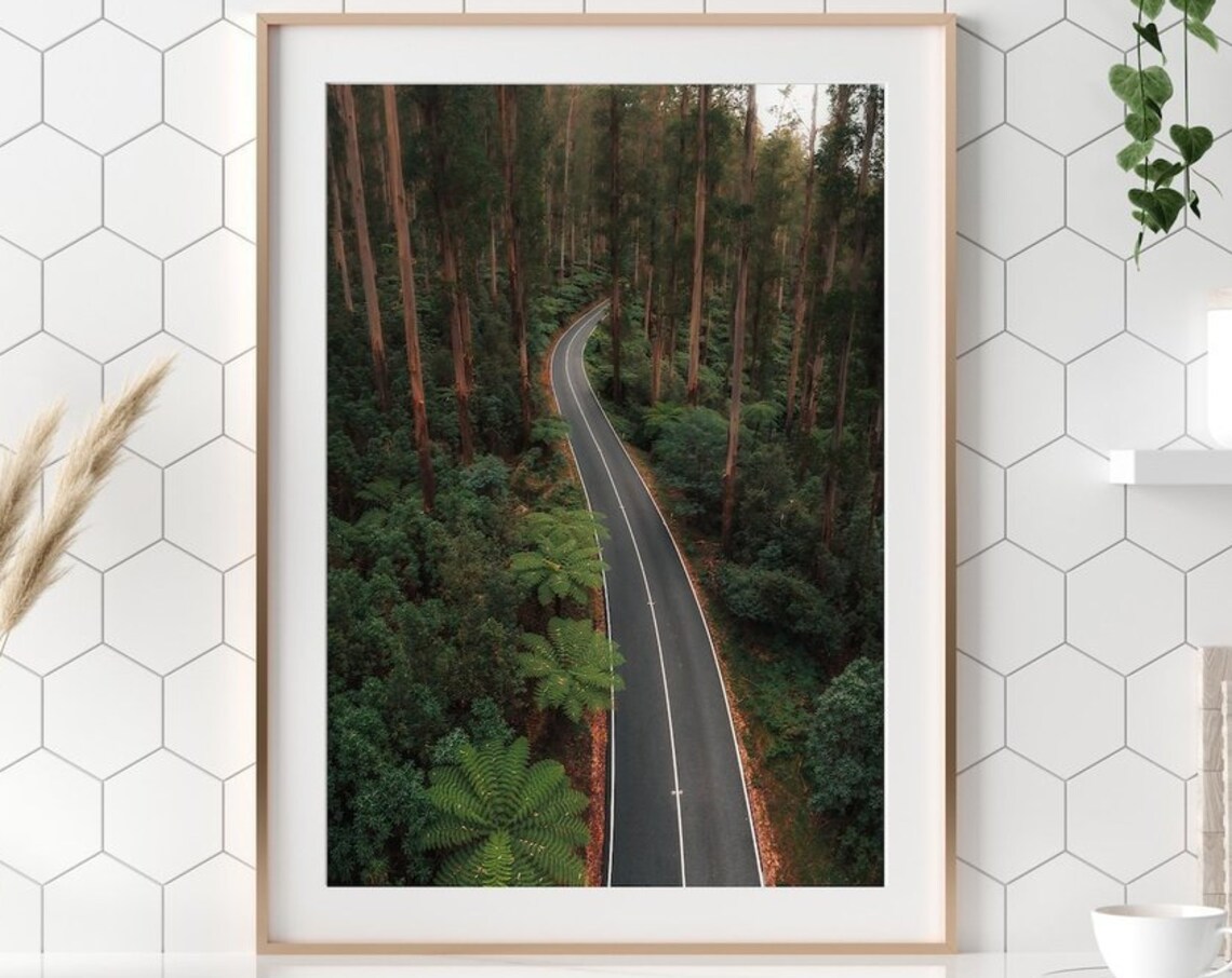 Black Spur Victoria Forest Road Aerial Tall Trees Winding Drive Poster - Image 3