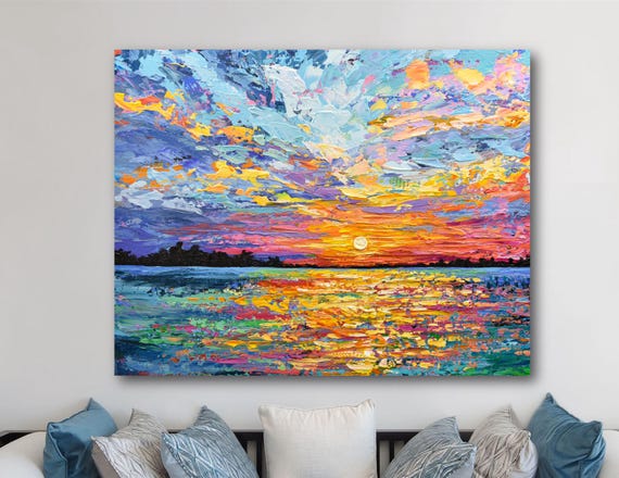 Ocean Sunset Painting Art Print