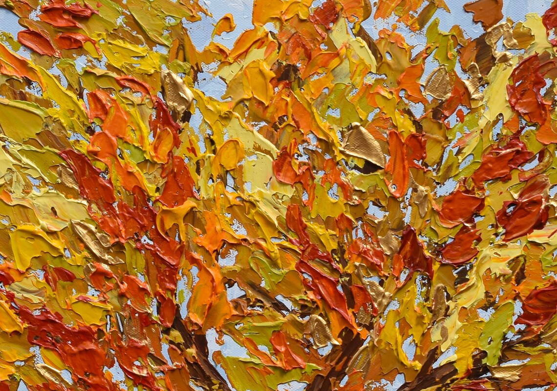 Autumn Tree Painting, Textured Fall Landscape - Image 3