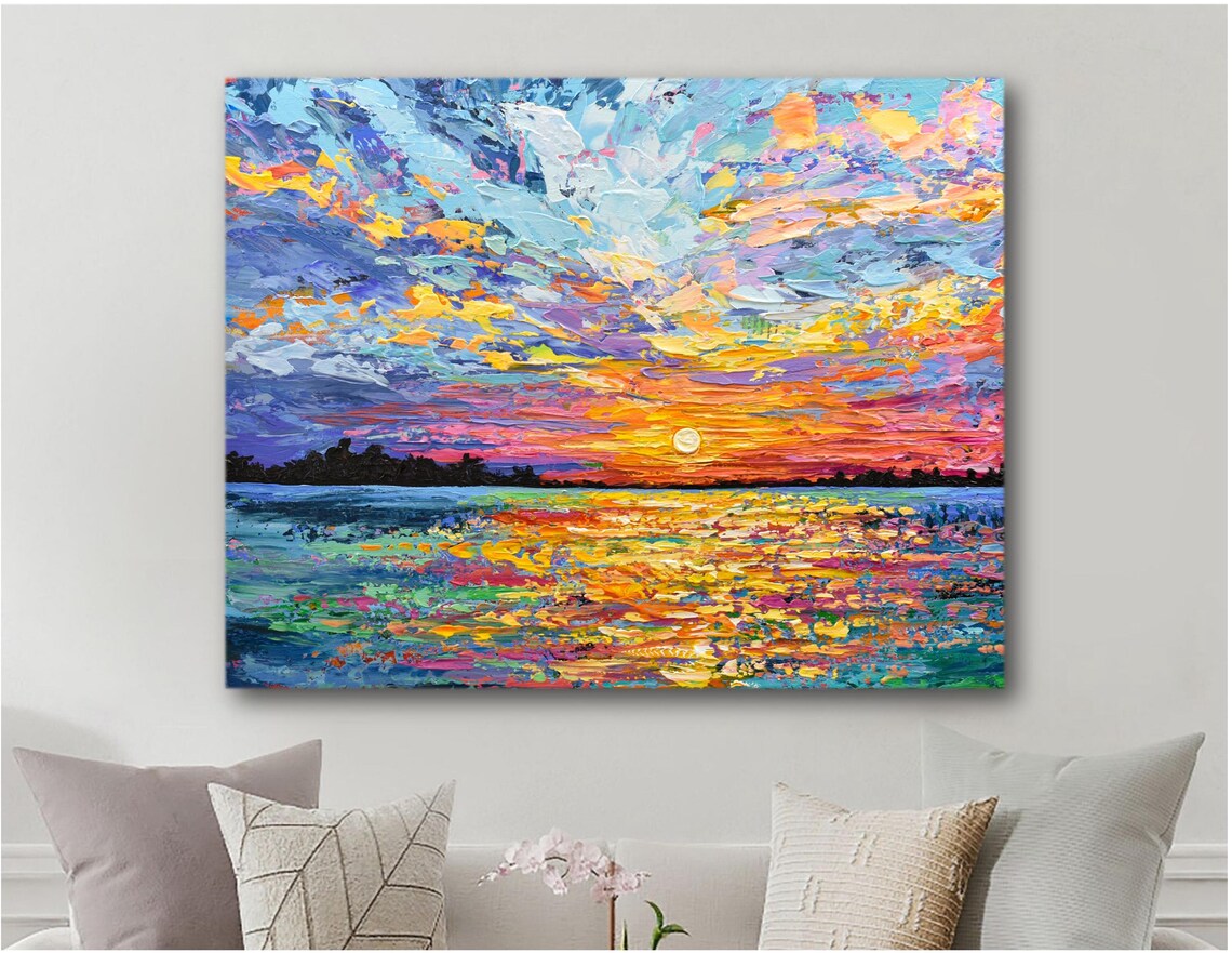 Impressionist Ocean Sunset Seascape Beach Art Print