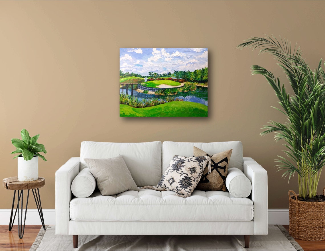 Golf Course Print Of Original Impressionist Painting Palette Knife Wall Art Golf Gift - Image 2