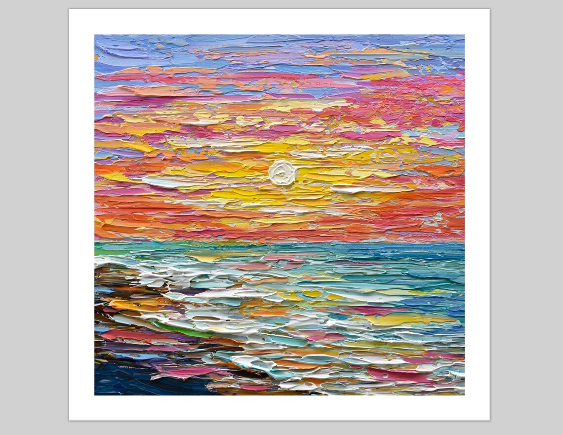 Sunset Seascape Impressionist Ocean Art Print