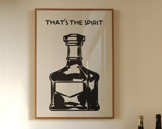 Thats The Spirit Bar Cart Poster Boho Minimalist Prints Modern Art Minimalist Bar Art Physical Poster Print Shipped To You