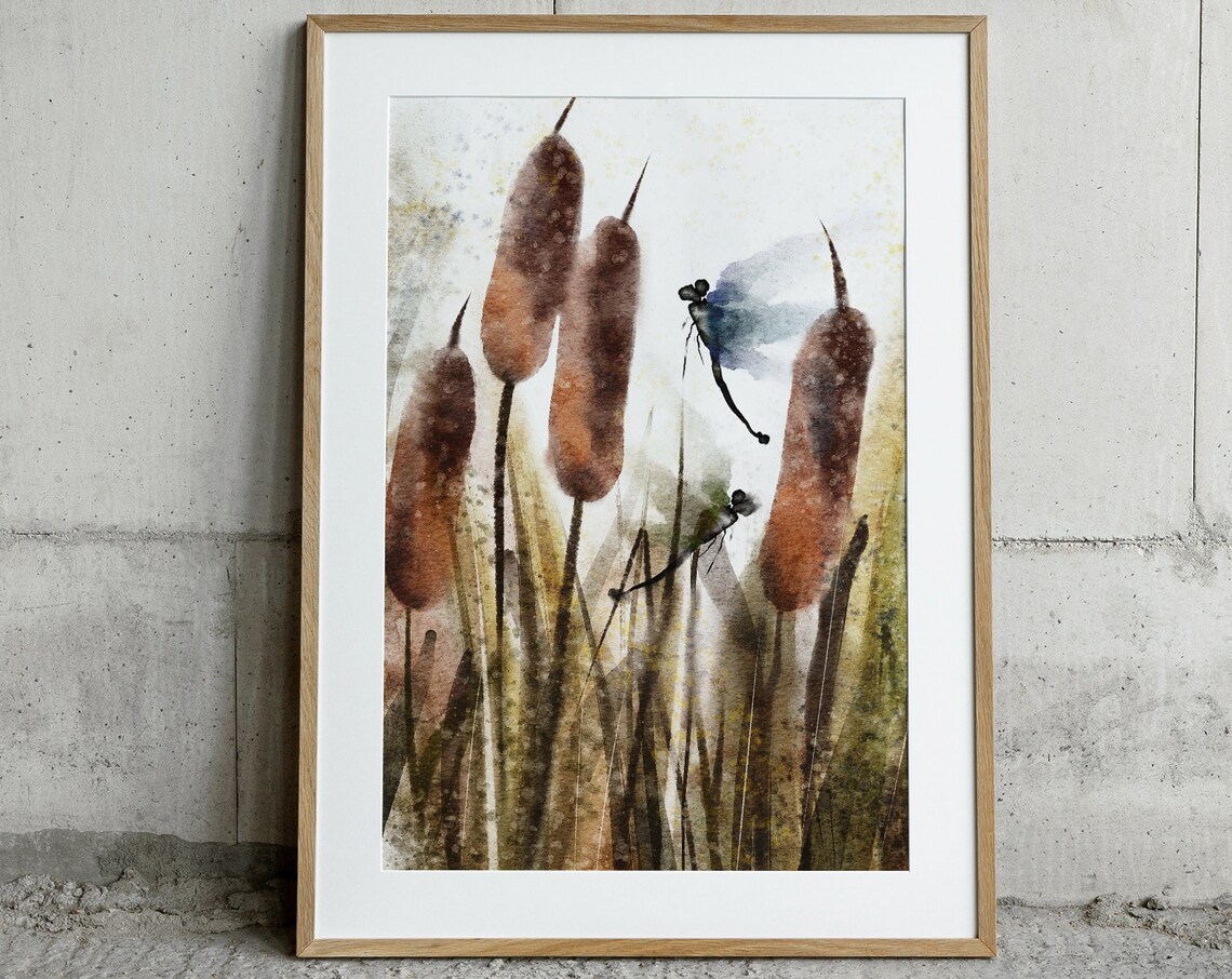 Dragonfly Watercolor Wildflowers Art Print, Botanical - Image 3