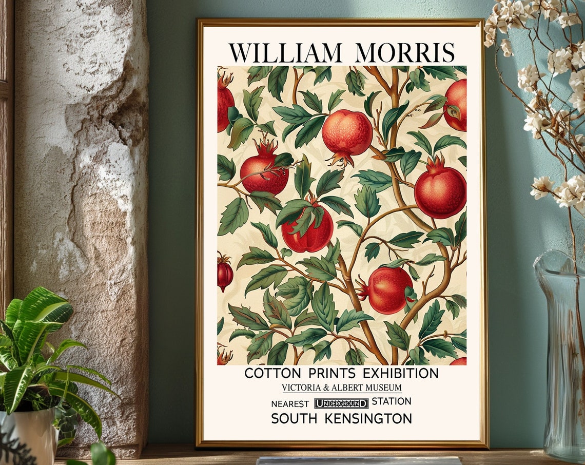 William Morris Pomegranate Fruit Botanical Exhibition Poster