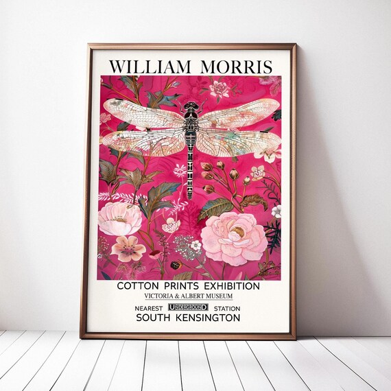 William Morris Dragonfly, Vintage Textile Art Print