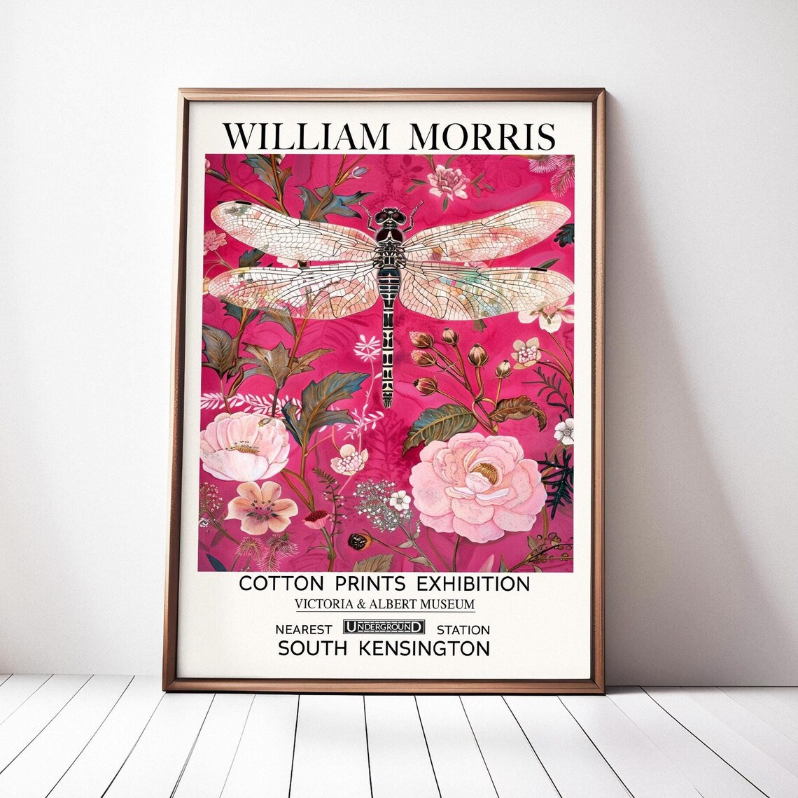 William Morris Dragonfly, Vintage Textile Art Print