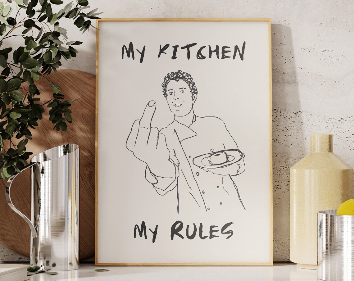 Kitchen Rules Retro Funny Kitchen Wall Art Print