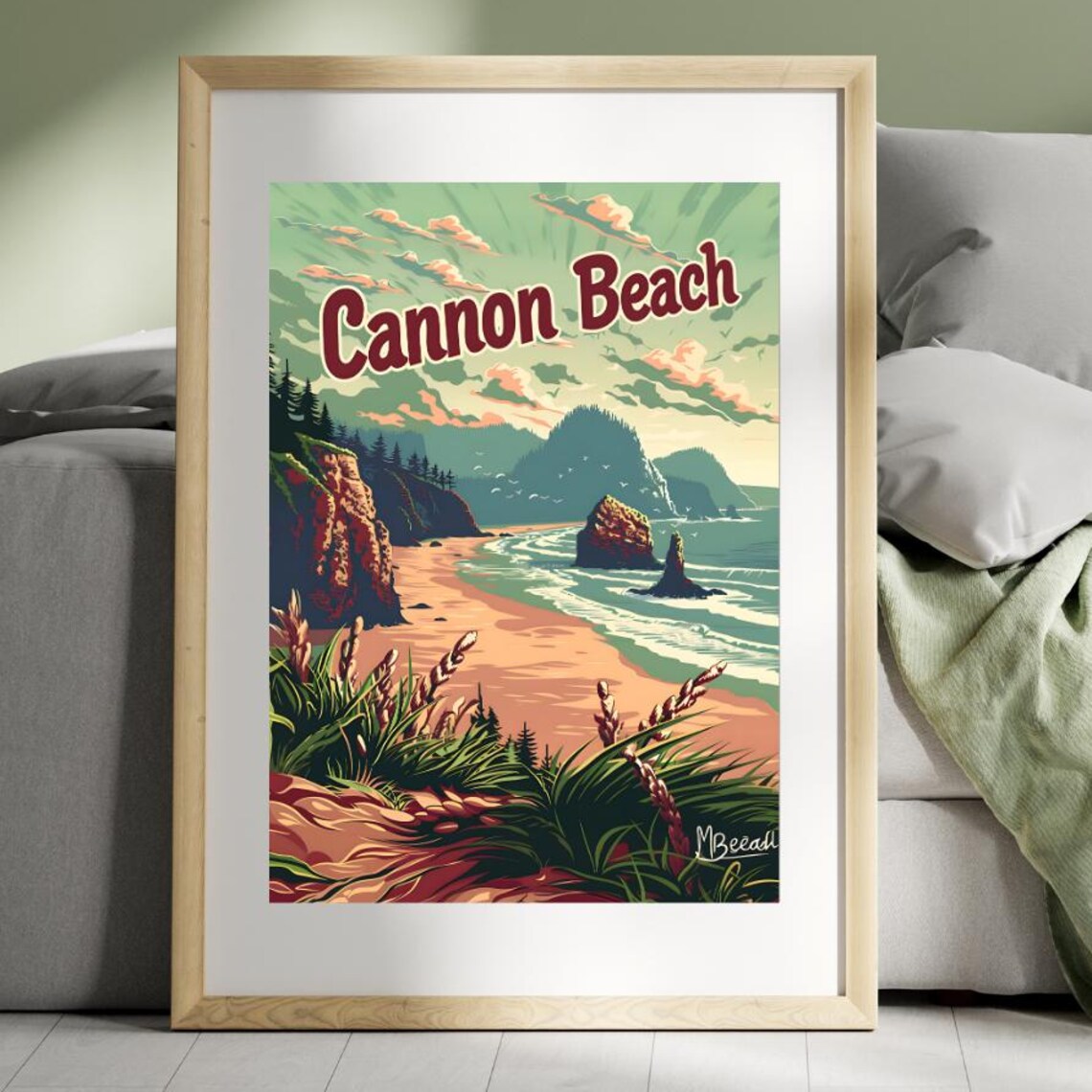 Cannon Beach Vintage Travel Poster