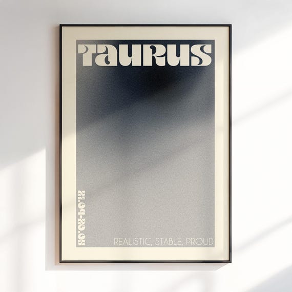 Taurus Gradient Aura Wall Art Gift For Zodiac Print Astrology Gifts