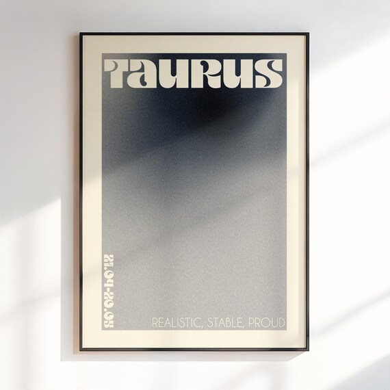 Taurus Zodiac Sign Gradient Aura Realistic Stable Proud Poster