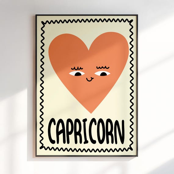 Zodiac Capricorn Wall Art Gift For Kids Print Astrology Gifts Room Posters