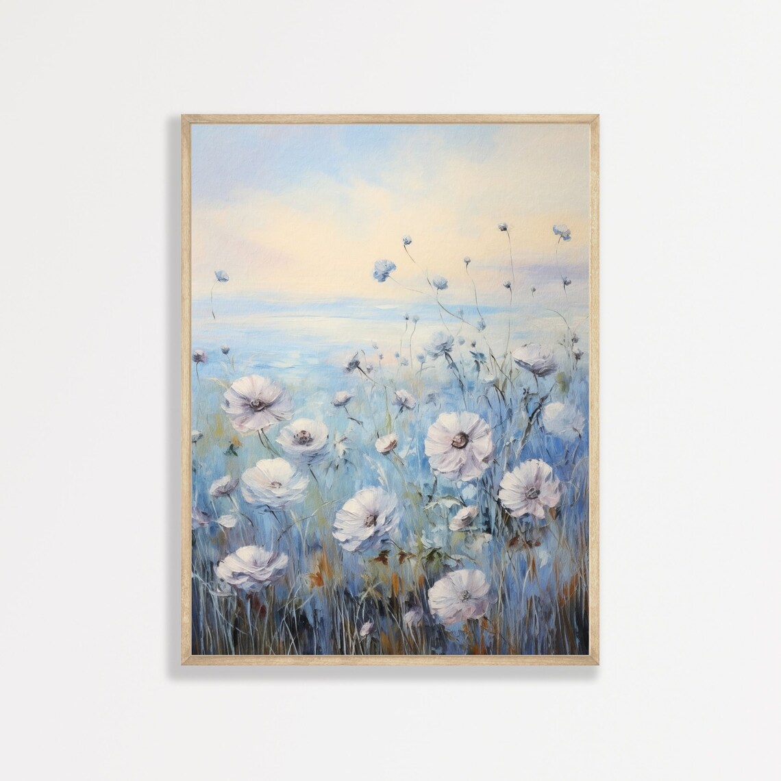 Pastel Flower Painting, Retro Floral Art Print
