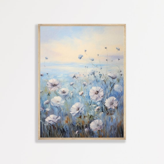 Pastel Flower Painting, Retro Floral Art Print